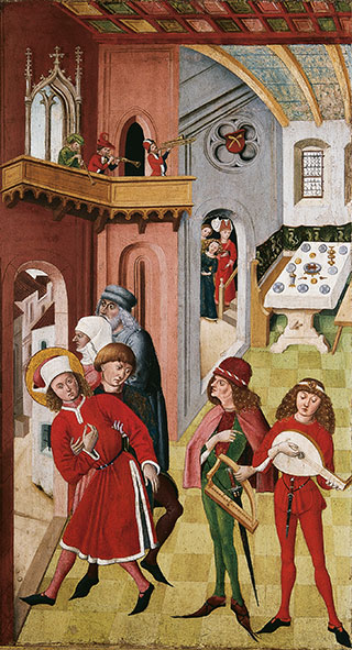 Picture: Gabriel M&auml;lesskircher, Veit altar: The  temptation of St Veit, 1476